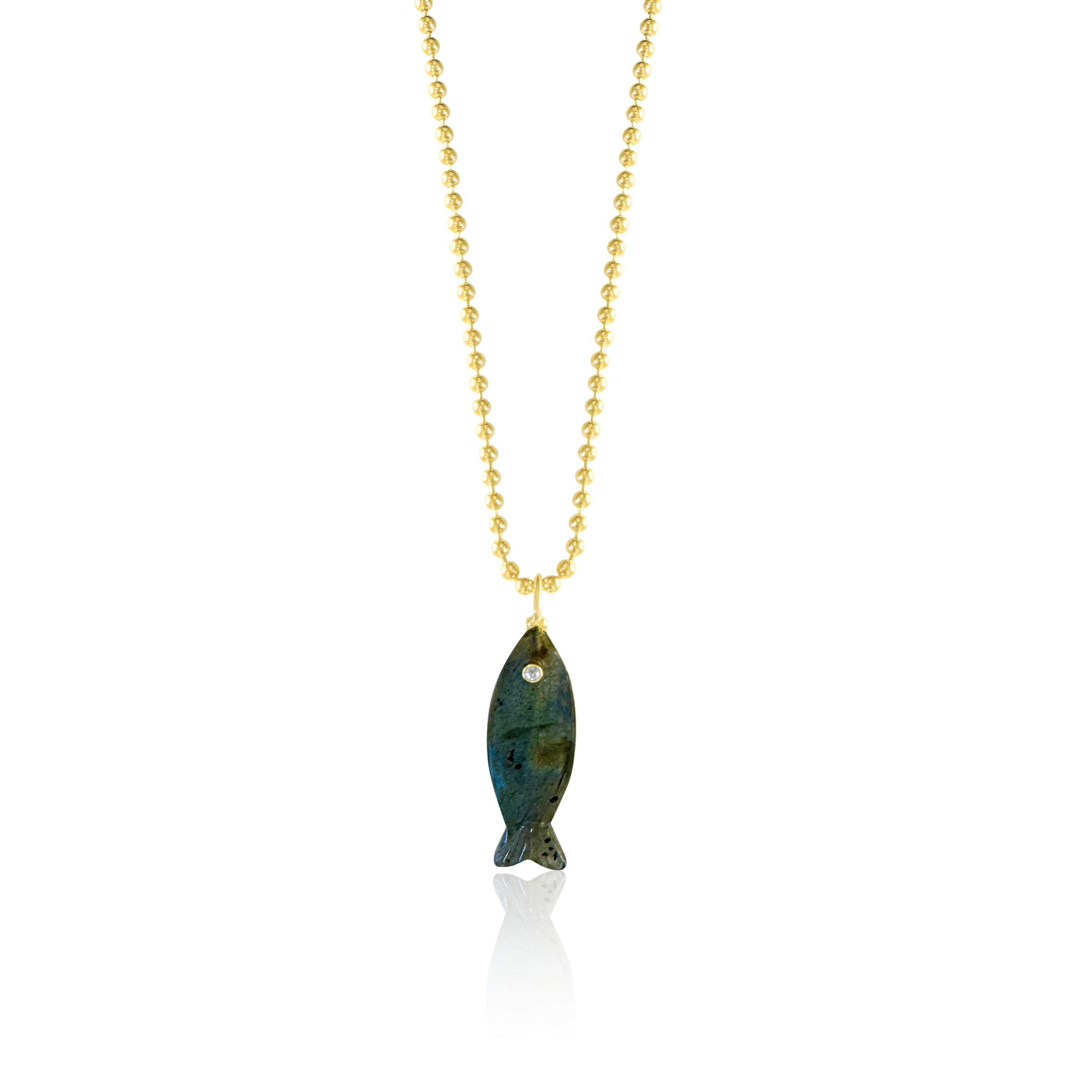 Mini Labradorite Fish Charm on Ball Chain