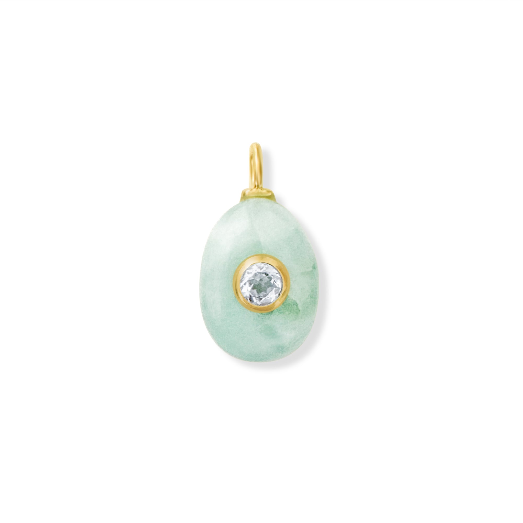 Mini Amazonite Pear Drop Charm with Blue Topaz Inlay
