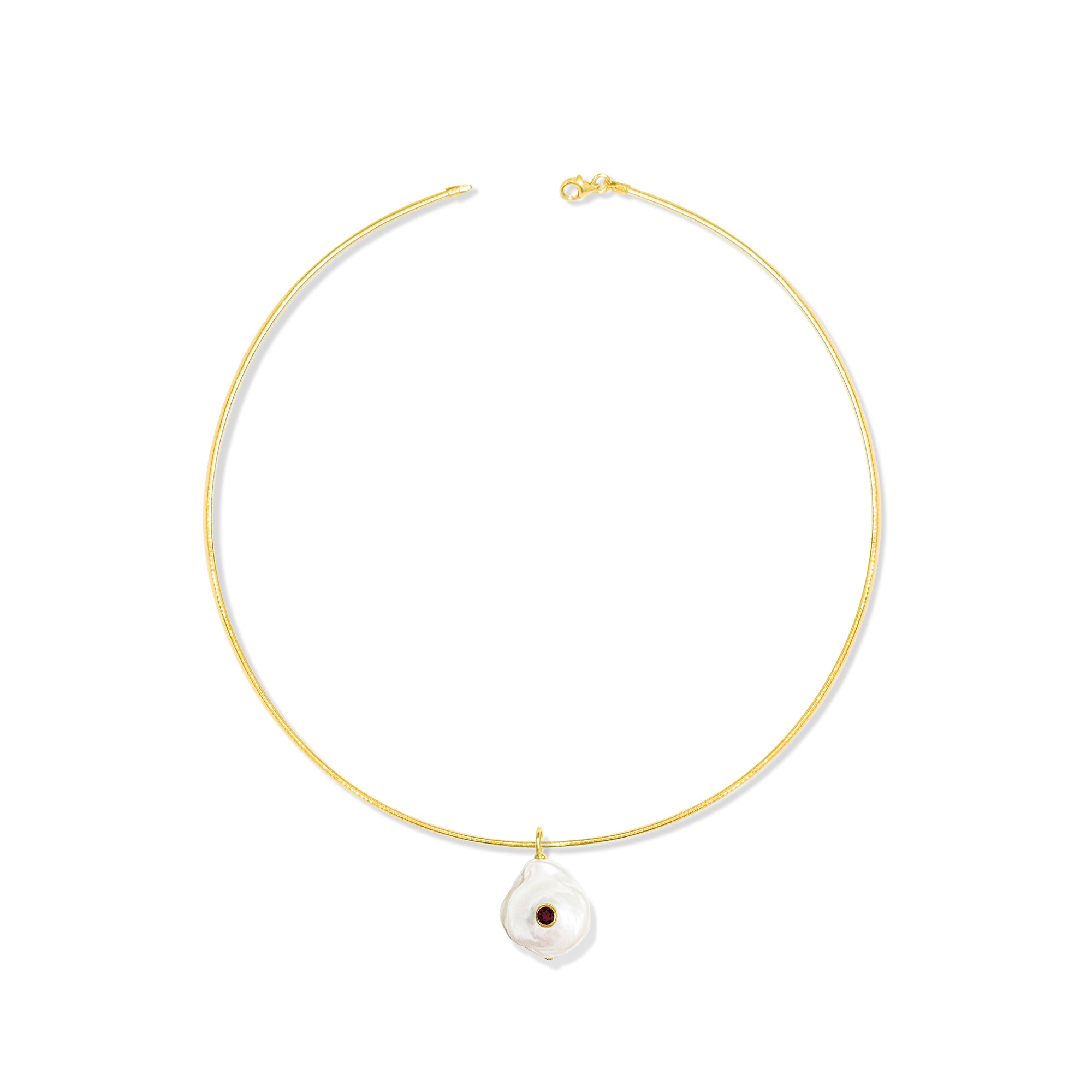 Gold Plated Omega Chain with Pearl Charm