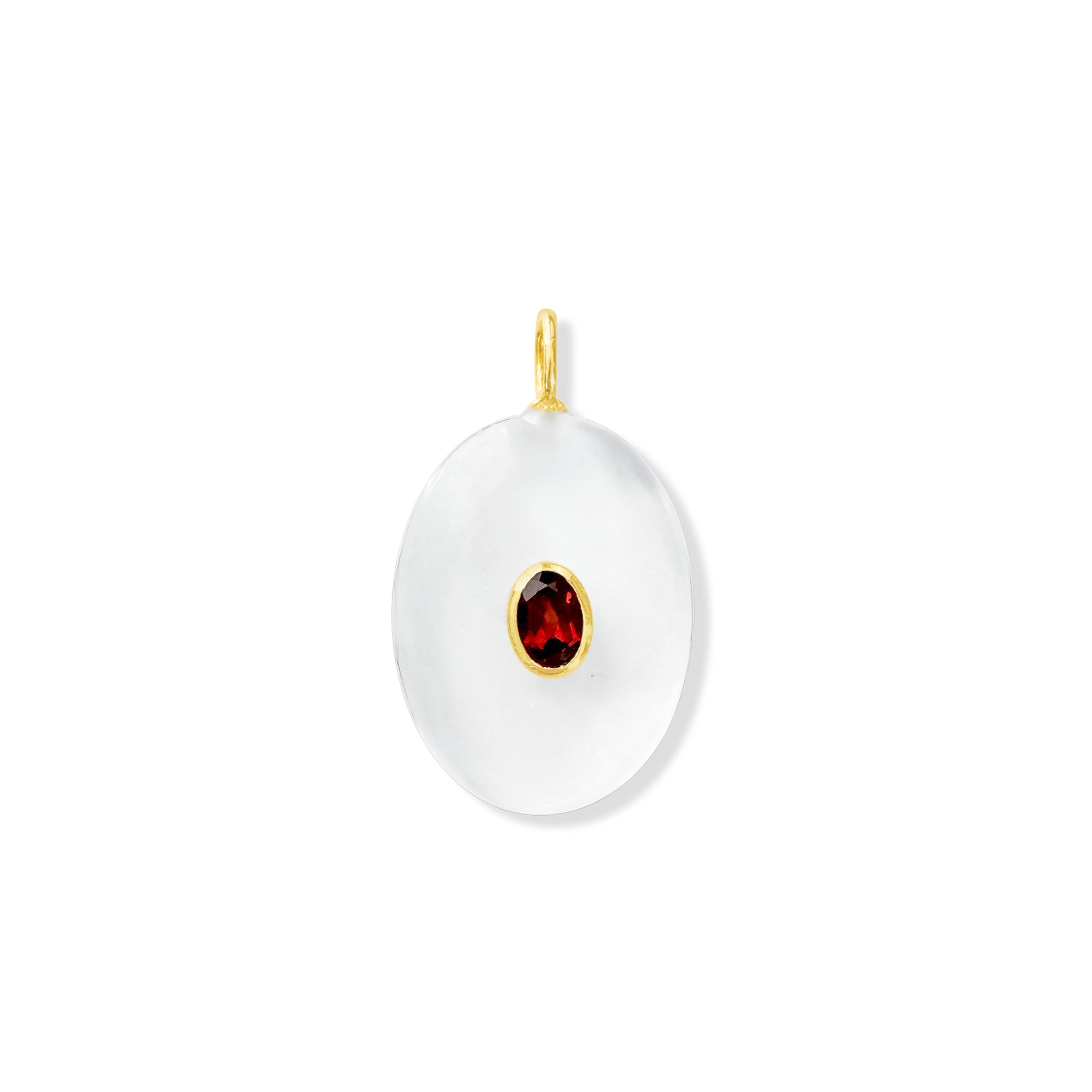 Crystal and Garnet Oval Shape Charm
