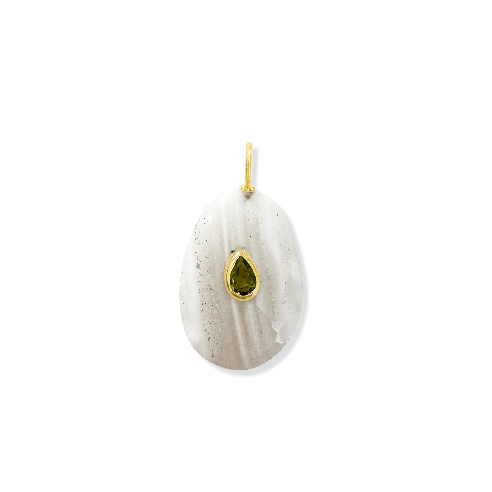 Agate and Peridot Pear Shape Charm