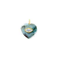 Textured Light Turquoise Heart Charm with Blue Topaz Inlay