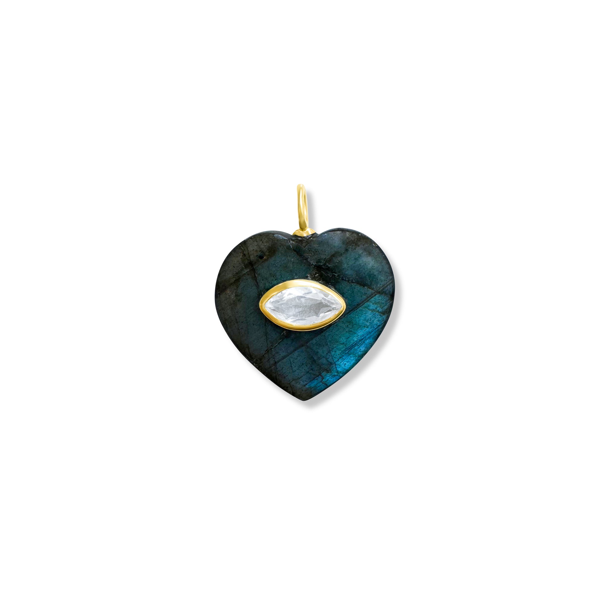 Blue Labradorite Heart Charm