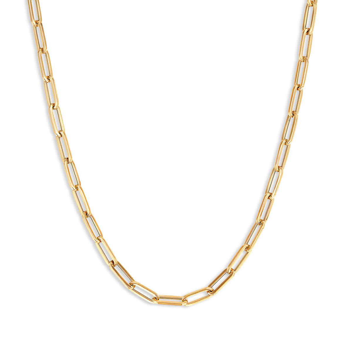 Gold Plated Paperclip Chain Necklace 24 inches