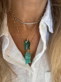 Malachite Fish Charm on Gold Plated Chain