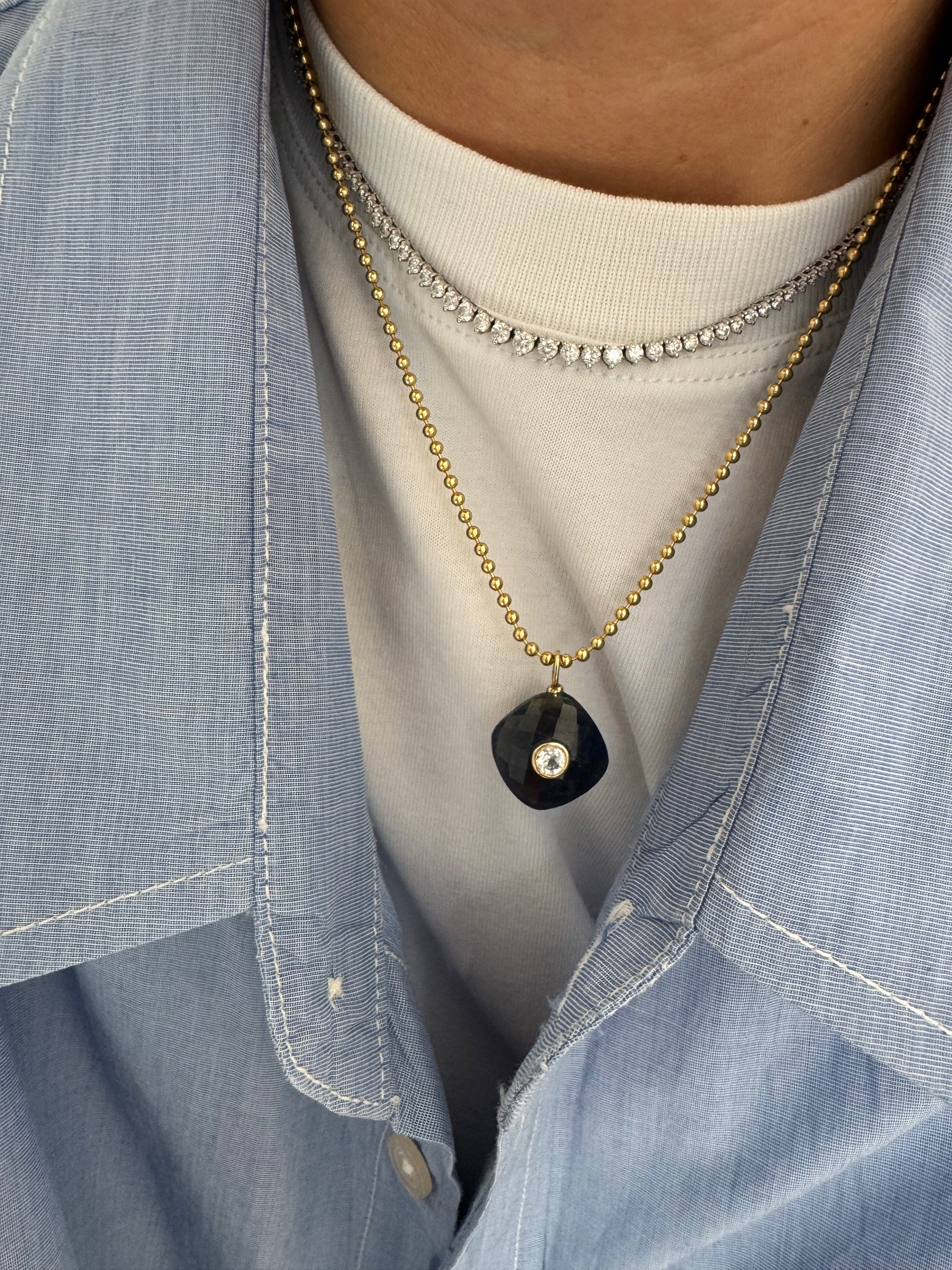 Blue Sapphire Checkerboard Charm