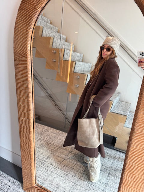 Julia Tote in Taupe Suede