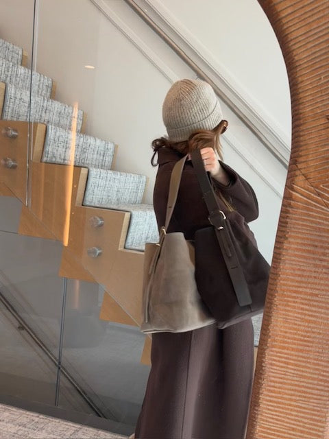 Julia Tote in Taupe Suede