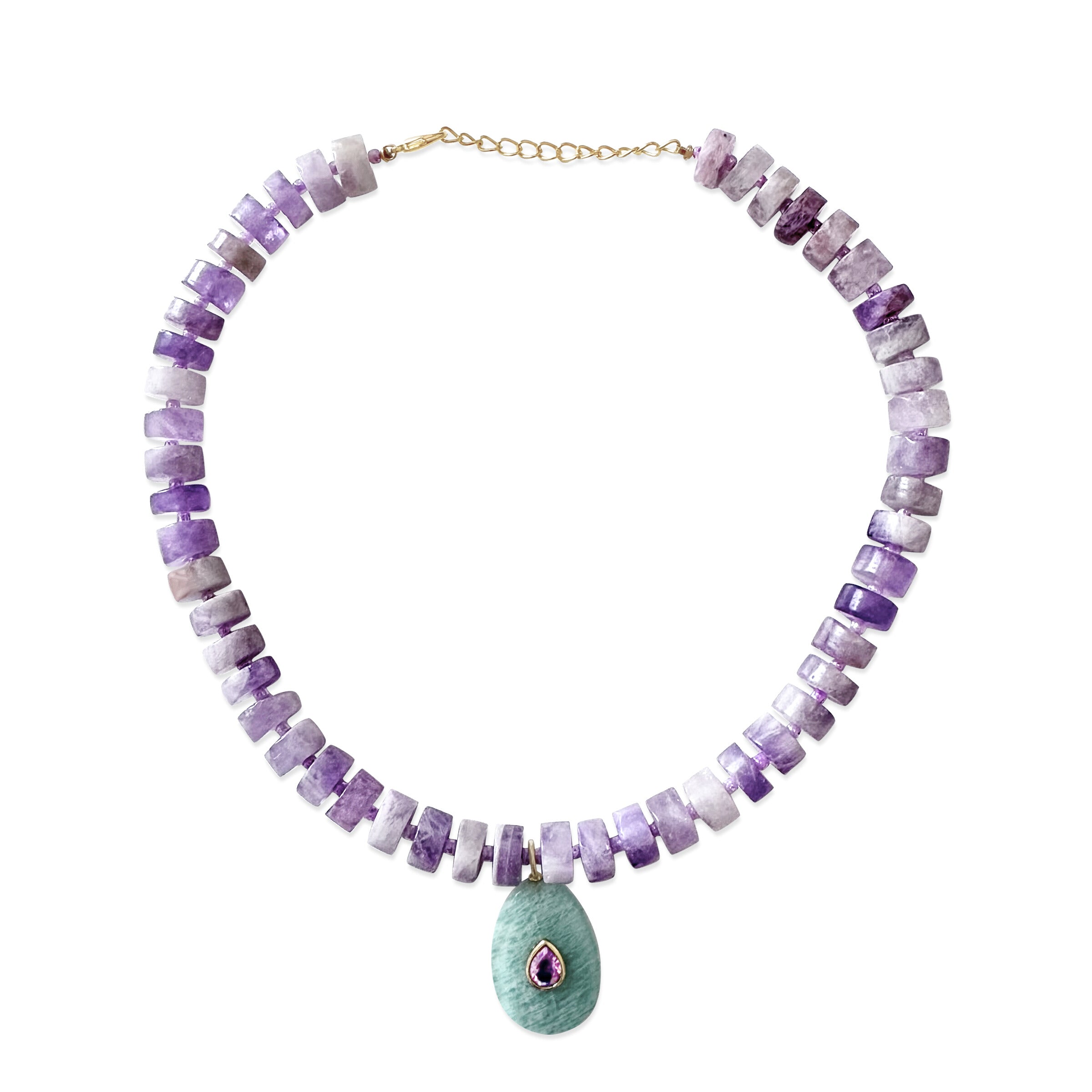 decoice_sweets♡ Statement Lavender Kunzite & Amazonite Drop Necklace