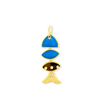Prosperity Fish Charm in Turquoise & Tiger Eye