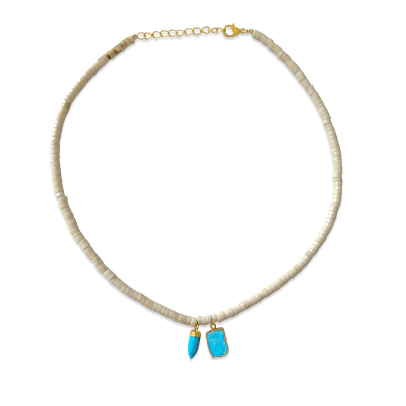 Cream Shell and Turquoise Necklace