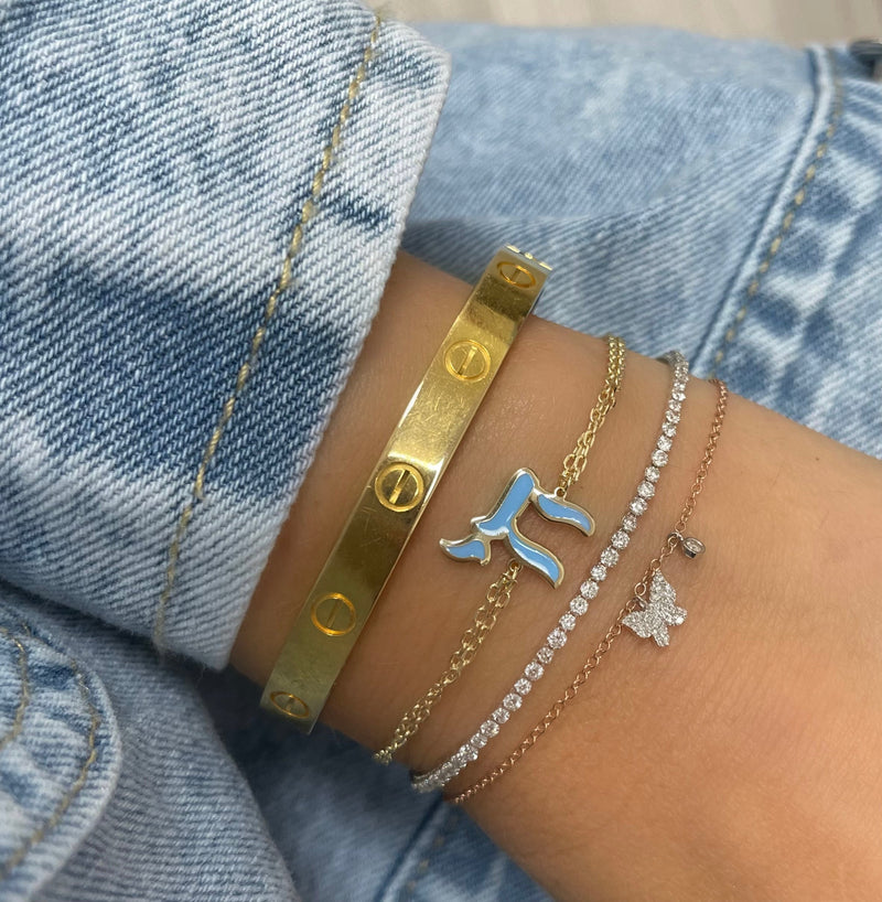 Light Blue Enamel Chai Bracelet