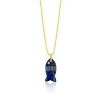 Lapis Fish Charm on Rope Chain