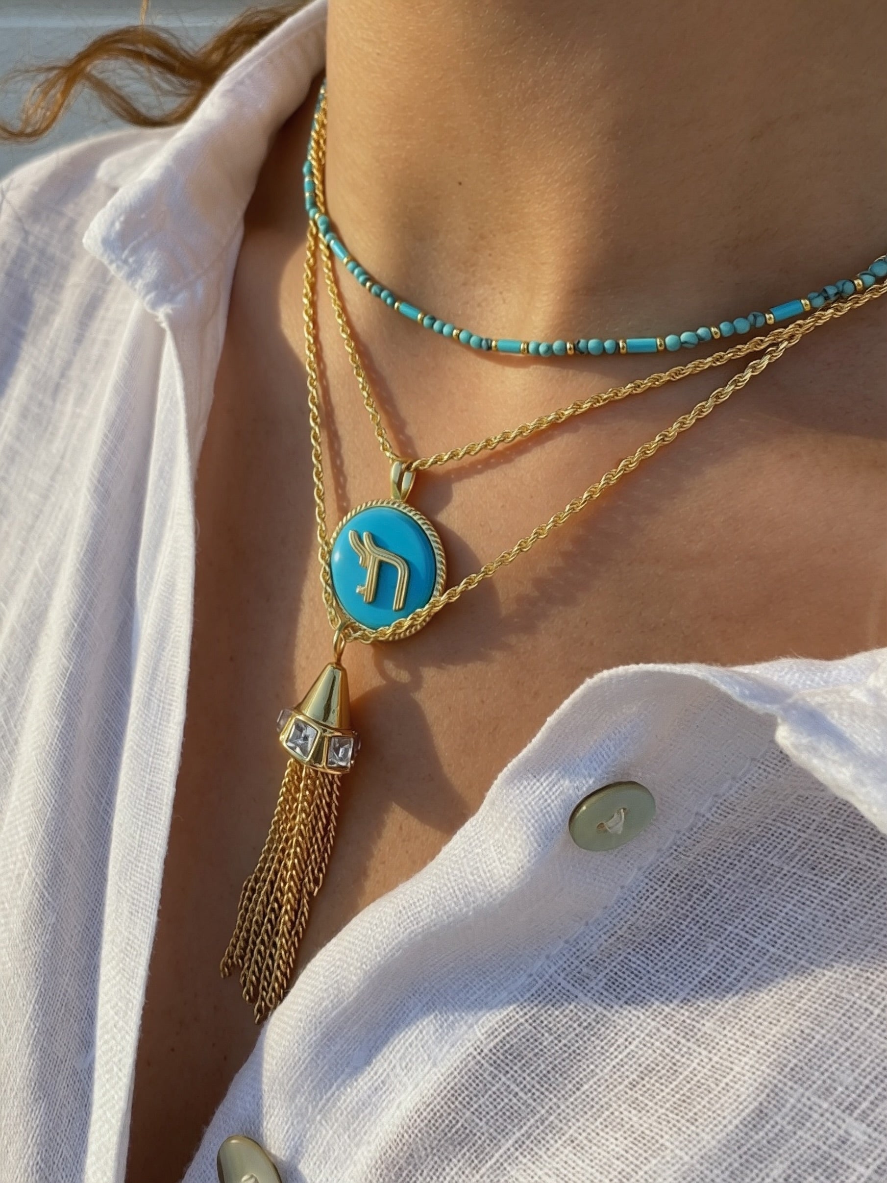 Howlite and Turquoise Dainty Beaded Layering Necklace