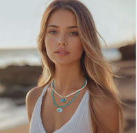 Cream Shell and Turquoise Necklace
