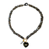 Organic Labradorite Bead with Heart and Crystal Point Charm