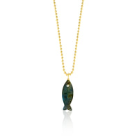 Mini Labradorite Fish Charm on Ball Chain
