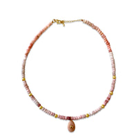 Pink Opal Beads with Pink Opal Teardrop Shape Drop with Green Tourmaline