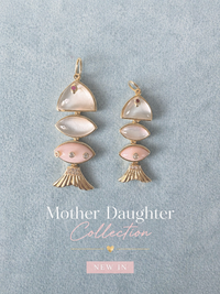Prosperity Fish Rope Chain Necklace in Pink Opal and Mother of Pearl
