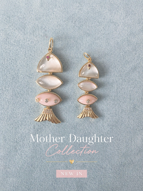 Prosperity Fish Rope Chain Necklace in Pink Opal and Mother of Pearl
