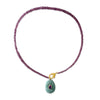 Raspberry Pink Sapphire Bead with Amazonite Necklace