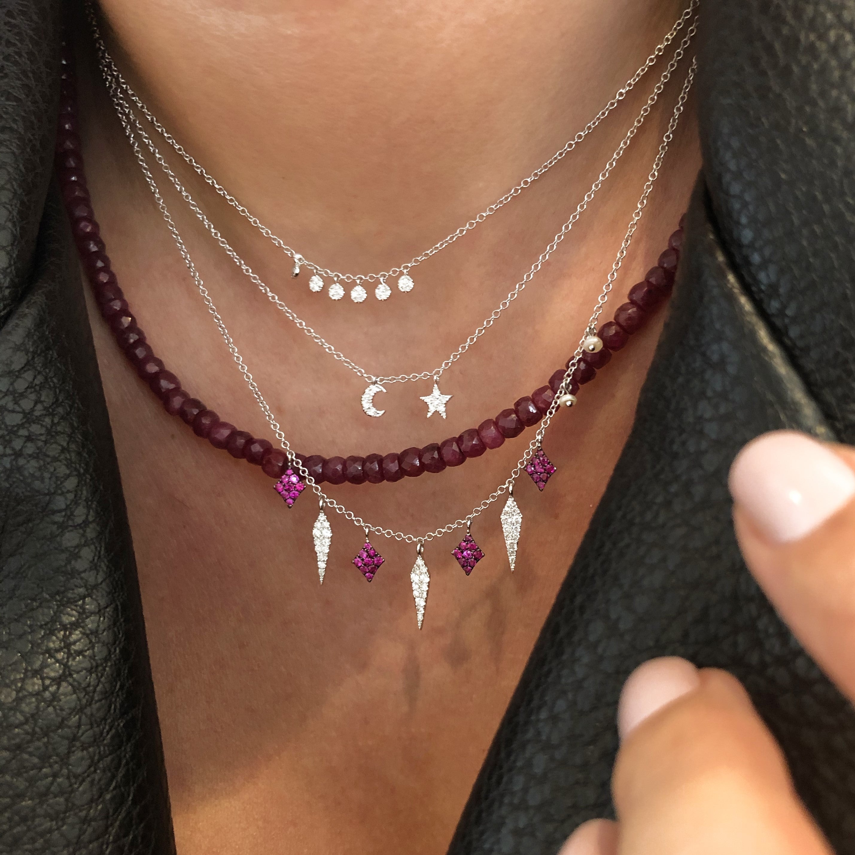 Ruby Bead Layering Necklace Georgia Eve Designs