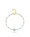 Blue Enamel Spot Chain Jewish Star of David Bracelet