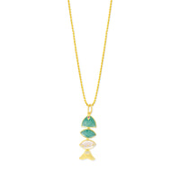 Prosperity Fish Rope Chain Necklace in Amazonite and Rose Quartz