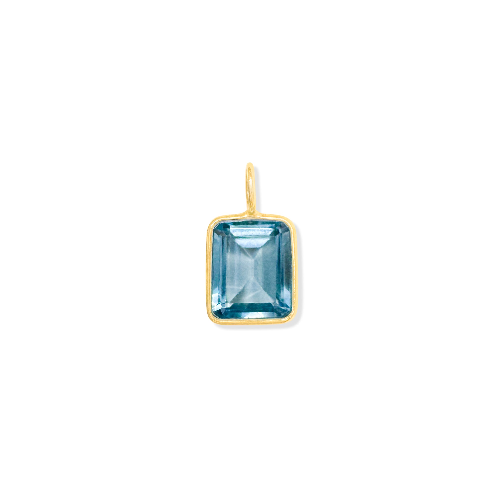 Emerald Cut Blue Topaz Charm