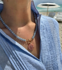 Pink Opal Carved Flower Charm