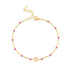 Pink Enamel Spot Chain Jewish Star of David Bracelet