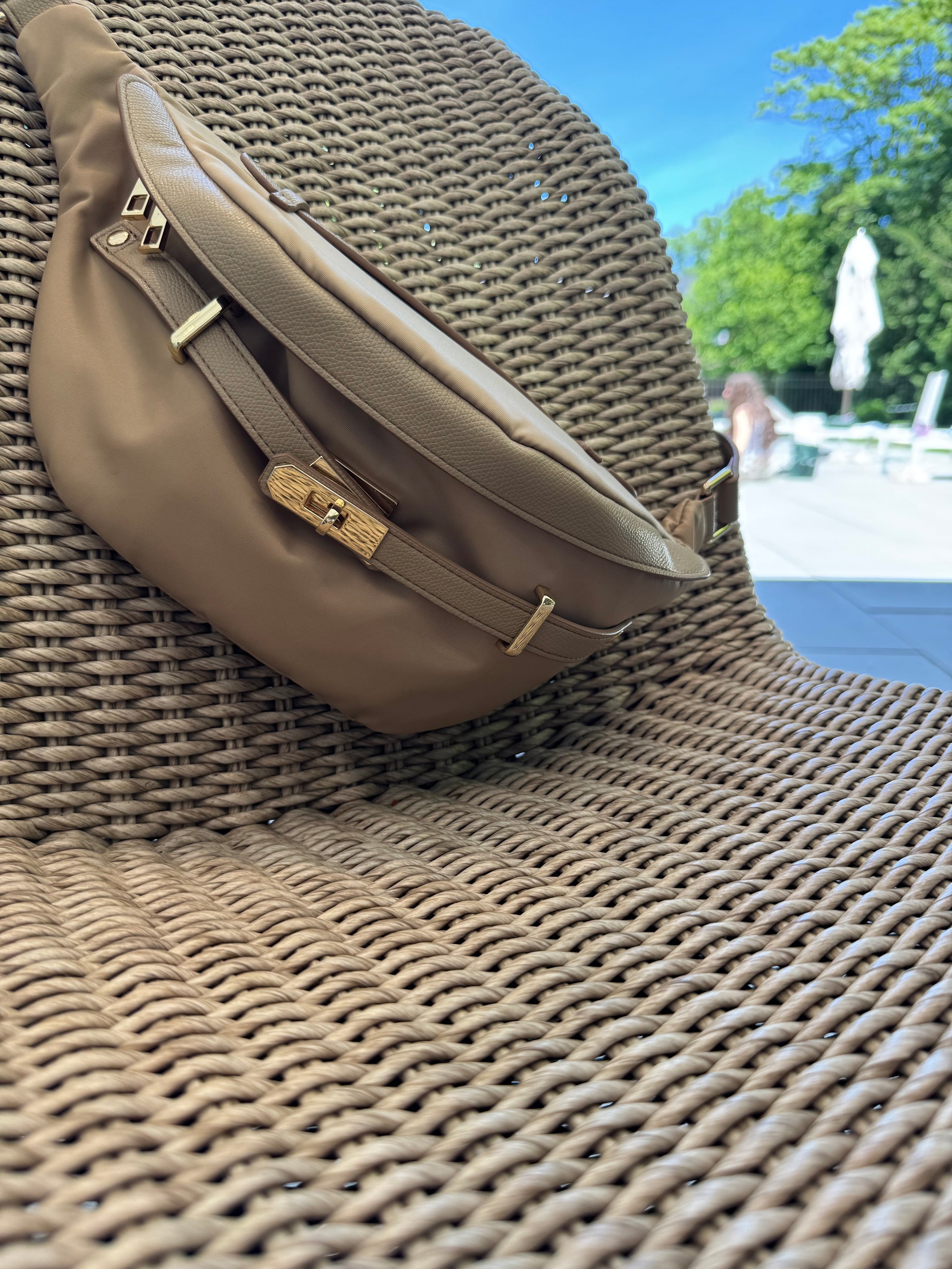 Luca Crossbody High Rise Bag in Camel Re-Nylon