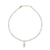 White Opal Bead with White Quartz Crystal Point