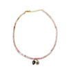 Pink Opal Beads with White Quartz and Labradorite carved charms