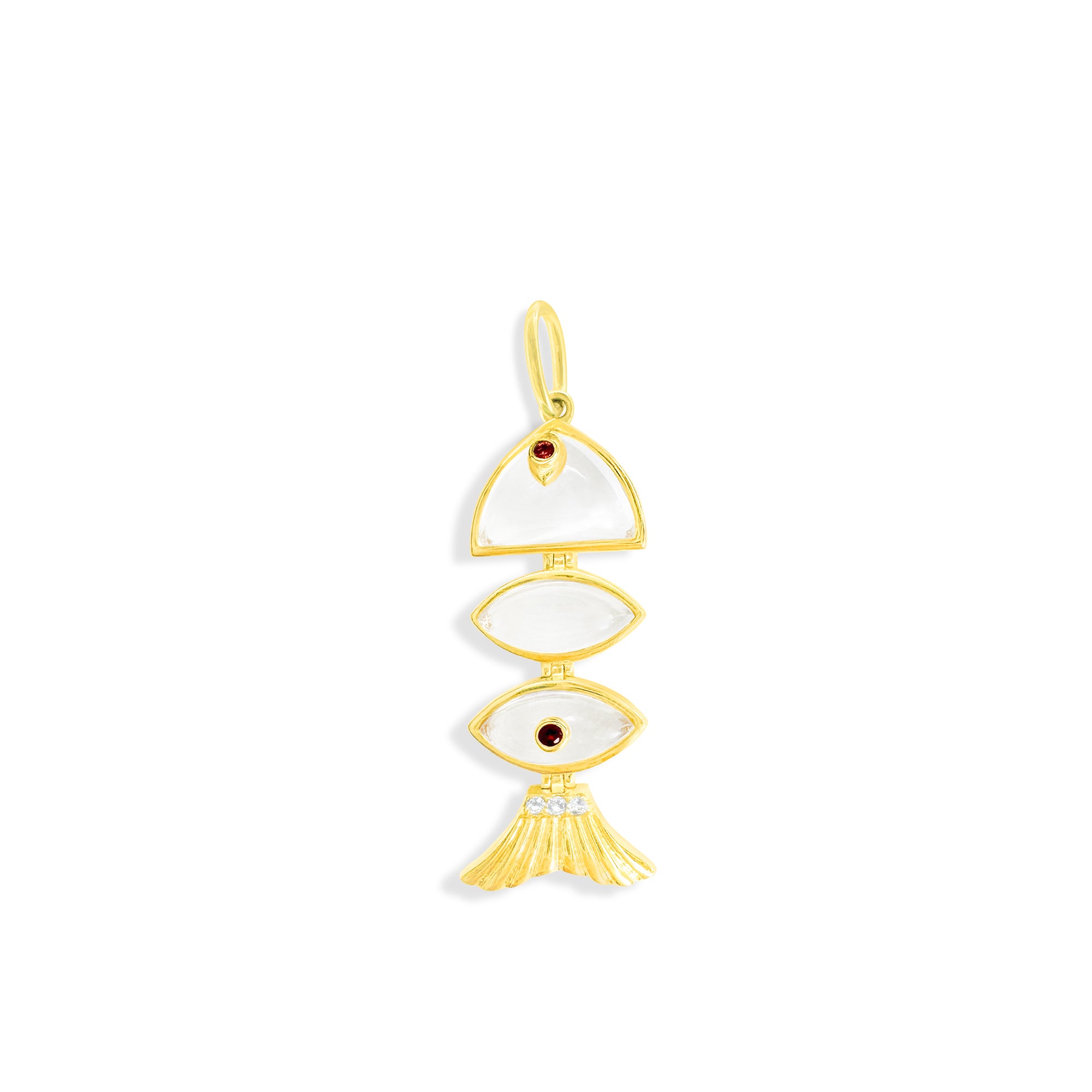 Small Prosperity Fish Charm in Rock Crystal Quartz