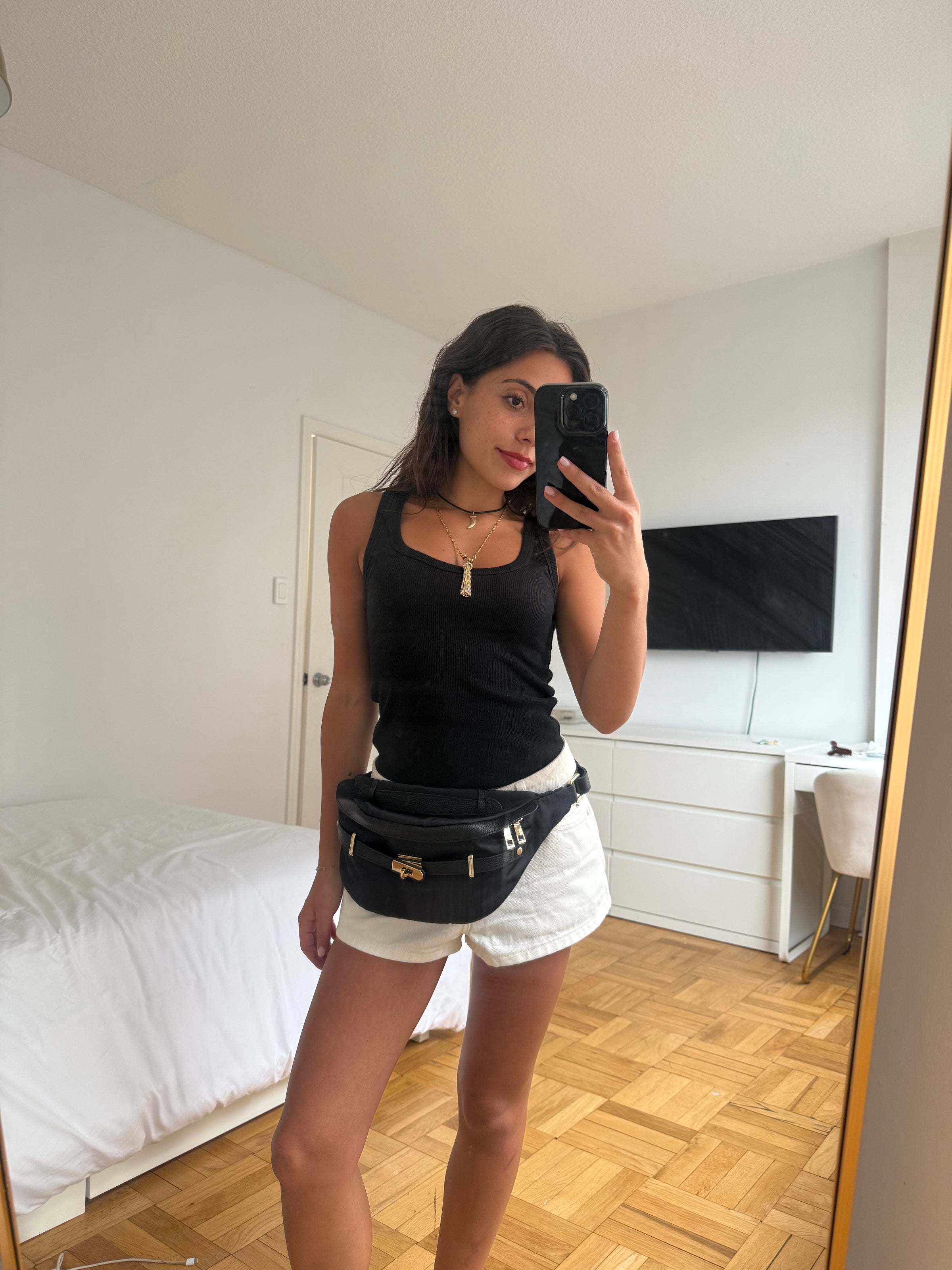 Luca Crossbody High Rise Bag in Black Re-Nylon