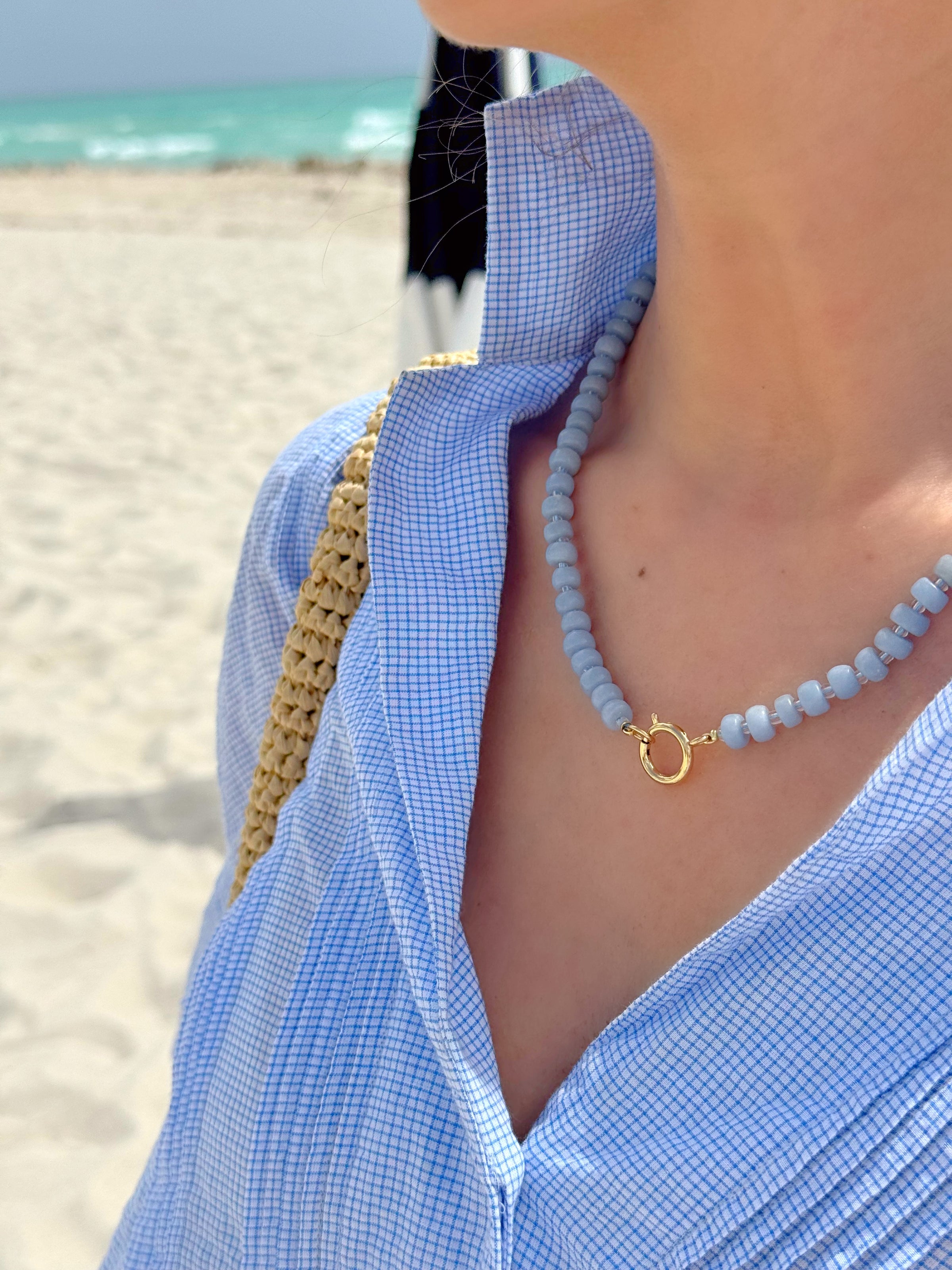 Wheel Angelite Charm Enhancer Necklace