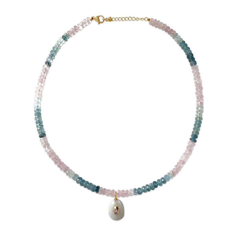 Cotton Candy Swirl Topaz and Moonstone Necklace