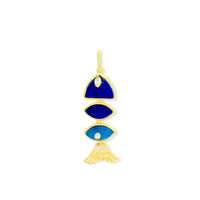 Small Prosperity Fish Charm in Turquoise and Lapis