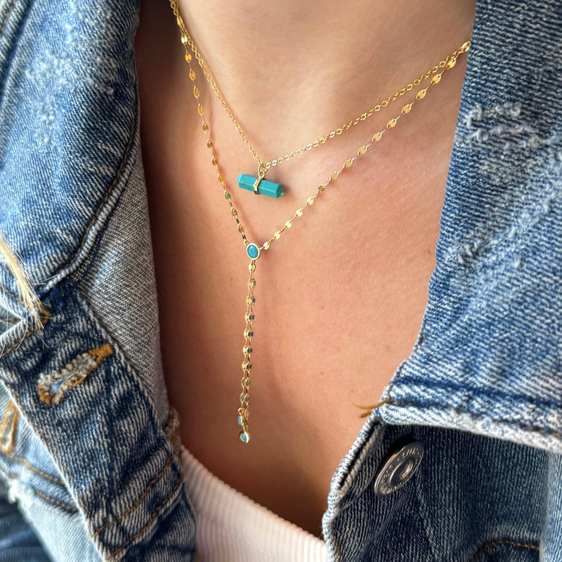 Turquoise Stone Bar Necklace