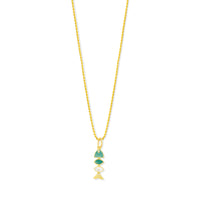 Small Prosperity Fish Rope Chain Necklace in Amazonite & Mother of Pearl