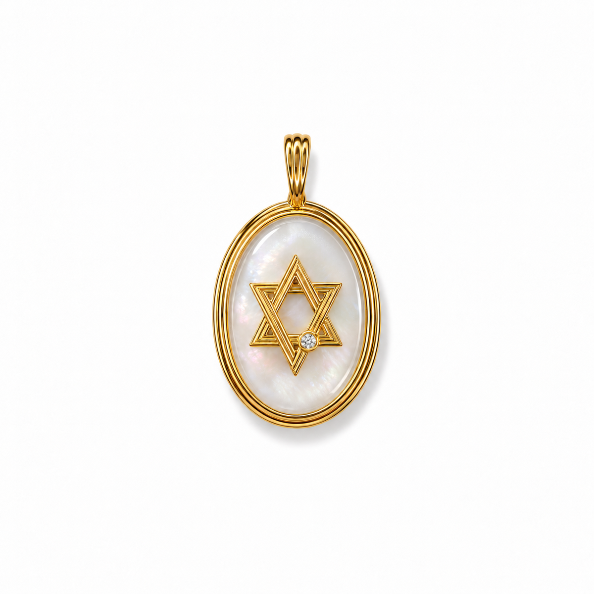 Retro Star of David Charm in Mother of Pearl