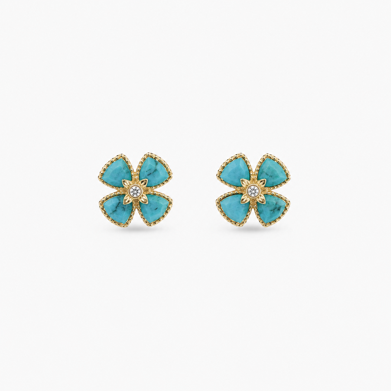 Turquoise Flower Stud Earrings