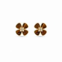 Tiger Eye Flower Stud Earrings