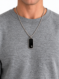 Men's Sterling Silver Chai Tag in Black Onyx