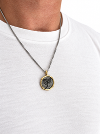 Men's Sterling Silver Menorah Amulet 22mm