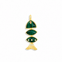 Prosperity Fish Charm in Malachite