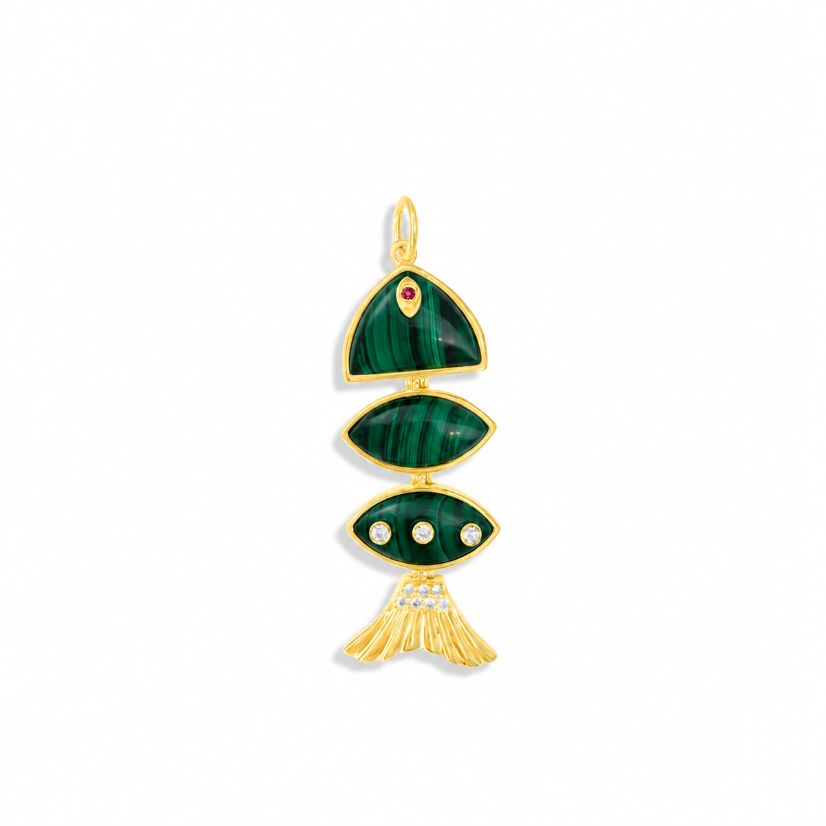 Prosperity Fish Charm in Malachite