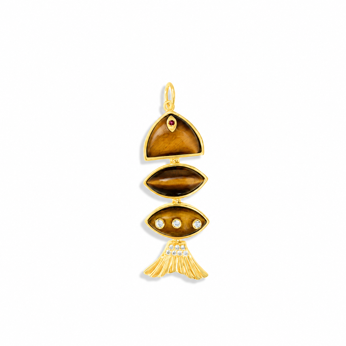 Prosperity Fish Charm in Tiger Eye
