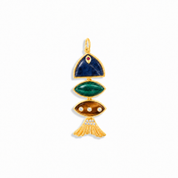 Prosperity Fish Charm in Sodalite, Malachite and Tiger Eye
